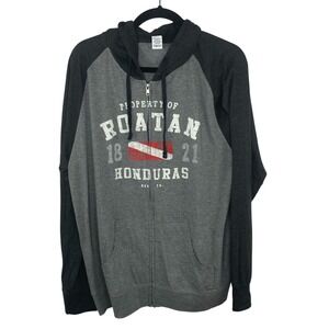 INDEPENDENT TRADING COMPANY Zip Hoodie Men XL Gray Black Roatan Honduras Stretch